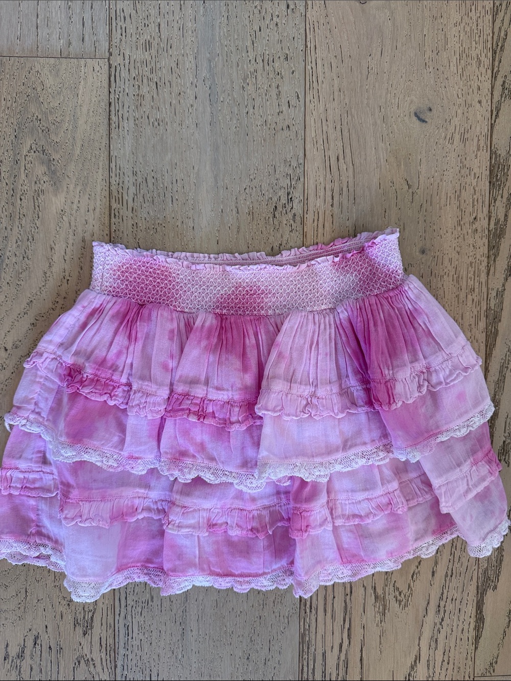 LoveShackFancy Pink Tiered Ruffle Kids Skirt